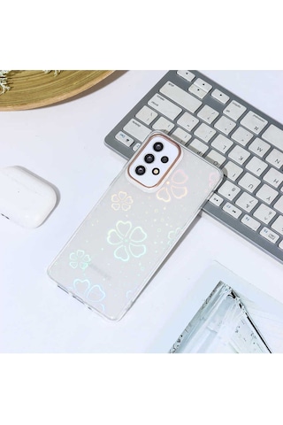 Samsung Uyumlu Galaxy A73 Kılıf Zore Sidney Desenli Sert Kapak Flower No3