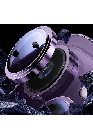 Apple Uyumlu   iPhone 14 Pro Max Go Des CL-10 Kamera Lens Koruyucu Derin Mor