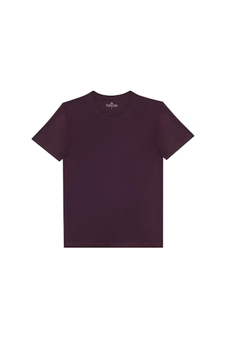 Tudors Unisex 5'li Paket Beyaz-mor-gri-kahverengi-siyah Slim Fit Dar Kesim %100 Pamuk Bisiklet Yaka Tişört-35358 Multi