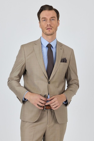 İmza Bej Mono Yaka Düz 2 Düğme Classic Yünlü Slim Fit Takım Elbise 1001250175 Bej