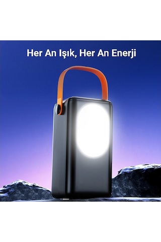 Cepini Cp-05 50.000mah Pd 22.5w Hızlı Şarj Destekli Powerbank - Dahili 4 Kablolu Ve Led Aydınlatmalı - Siyah