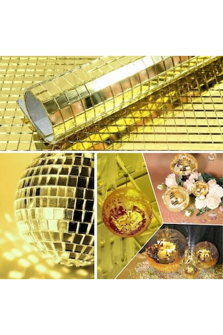 Kare Gold Cam Mozaik Fayans Çıkartmaları El İşi Kare Cam Fayans Kendinden Yapışkanlı Aynalı Dekor Panel 30x30 Cm Timya/go1395 198463