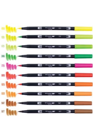 Tombow Ab-T Dual Brush Pen G.Kalemi Seti 10 Renk 56196 Citrus
