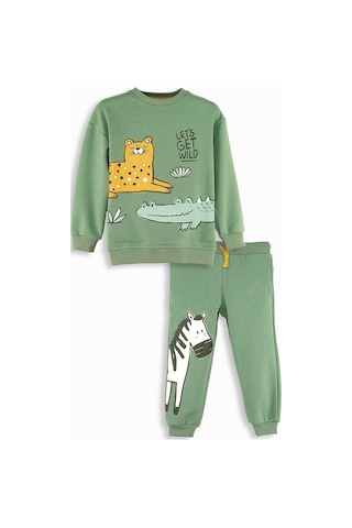 Denokids Hayvanlar Erkek Çocuk Eşofman Takımı - Haki
