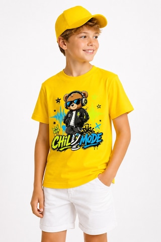 Bayloranzzo Chill Frekans %100 Pamuk Premium Kalite Erkek Çocuk Tişörtü Sarı