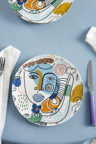 Karaca Feliz 6 Parça Porselen Pasta Seti 19 Cm Çok Renkli