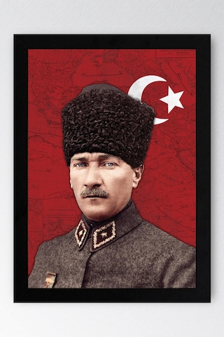 Mustafa Kemal Atatürk Çerçeveli Tablo - Osmanlı Subay Üniformalı