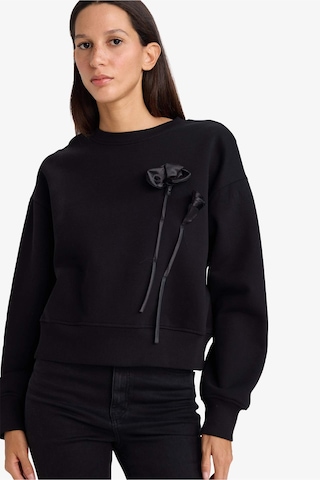 Defacto Boxy Fit Bisiklet Yaka Aplike Kalın Sweatshirt G7007ax25wnbk81 Siyah-bk81
