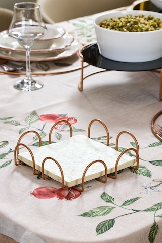 Edora Home 4'lü Rose Servis Sunum Seti, Peçetelik, Kağıt Havluluk, Ekmeklik, Nihale - Metal Paslanmaz