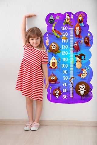 Sevimli Kuruyemişler Temalı Dekoratif Çocuk Boy Ölçer Sticker Duvar Cetveli Takip Çizelgesi