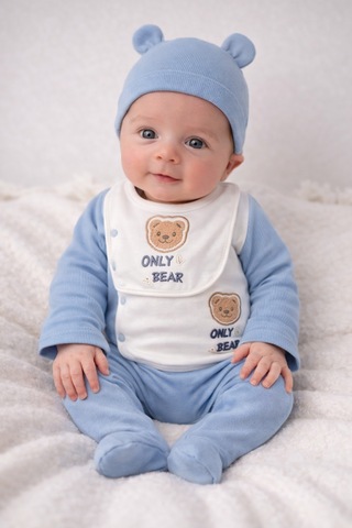 Baby Zuhu My Baby Kumsal % 100 Coton 10 Lu Hastane Çıkışı Only Bear 6553 Mavi Mavi