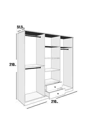 Diamond 6 Kapaklı,çekmeceli,raflı Dolap/gardırop %100mdf