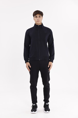 Rowinger Üç Cepli Yaka Detaylı Fermuarlı Rahat Kesim Ribana Manşetli Mevsimlik Sweatshirt Blue