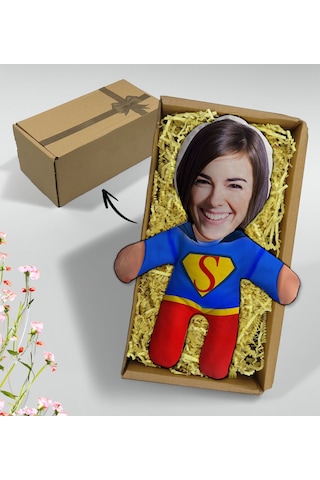 Bk Gift Hediye Kutusunda Kişiye Özel Fotoğraflı Kadın Süper Kahraman Bebek Yastık-14, Arkadaşa Hediye, Sevgiliye Hediye, Doğum Günü Hediyesi
