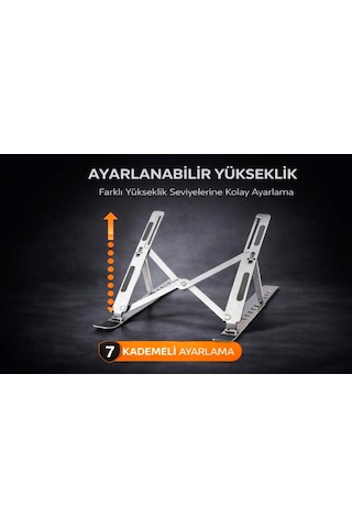Ayarlanabilir Ve Katlanabilir Laptop Tablet Standı Kademeli Yükseklik Ayarı Kaymaz Taşınabilir Stand
