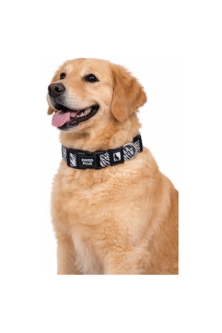 Swissplus Urban Paws Zebra Noir Recycled Köpek Tasması - 15 Mm Beyaz - Siyah