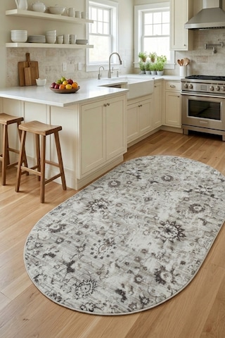 Raschel Carpet Oval Premium Yıkanabilir Leke Tutmaz Modern Elips Mdl Antik Seri Özel Seri Kaymaz Taban Halı Yolluk Kilim Rc Antık Mutfk Yenımdlelıps Bej