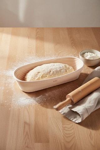 Bambum Puder - Ekmek Mayalama Sepeti Oval 35 Cm Ahşap