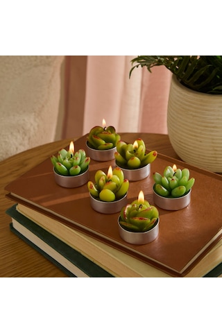Karaca Home Sukulent 6'lı Tealight Mum Yeşil