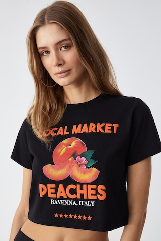 ETHIQUET BE VETH Kadın Bisiklet Yaka Oversize Siyah T-Shirt