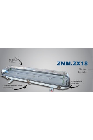 Zone 2x18w. Floresan/ 2x9w. Led Tube Beyaz Işık
