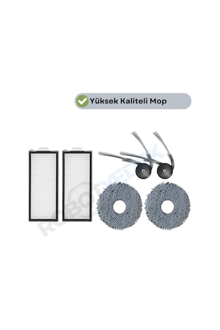 Roborock Saros Z70 Uyumlu Hepa Filtre Yan Fırça Mop-6 Parça