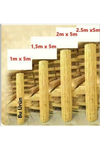 Kamış Çit Bambu Çit Hasır Doğal 1,00 X 5,00 Metre (Telli) Kamış Ç