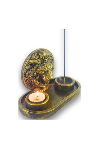 Aslan Çubuk Tütsülük Ve Tealight Altın