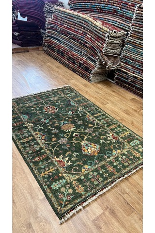 El Dokuma Afghan Halısı Yeşil