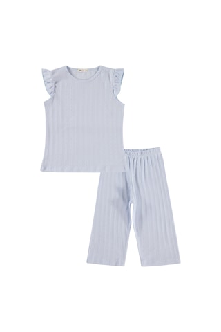 Civil Girls Kaprili 6-9 Yaş Pijama Takımı - Mavi Açık Mavi