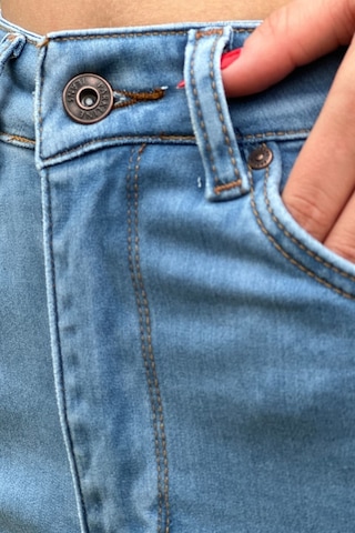 Vikings Jeans Kadın Maxi Denim Etek Likralı Önden Yırtmaçlı Yüksek Bel Acık Mavi Açık Mavi