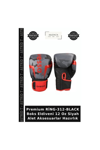 Premium Ring-312-black Boks Eldiveni 12 Oz Siyah Alet Aksesuarlar Hazırlık