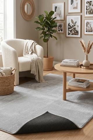 Poly Peluş Halı-gri- Salon-mutfak-antre-oturma Odası-yumuşak-kaymaz Taban-yıkanabilir Modern