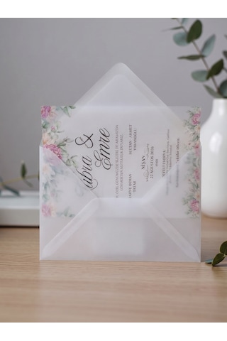 10 Adet 13x18 Cm Premium Kalite Davetiye Zarfı Buzlu Şeffaf