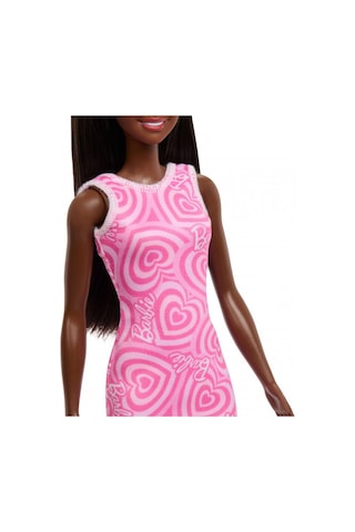 Barbie Şık Pembe Elbiseli Esmer Siyah Saçlı Eklemleri Hareketli 30cm Model Oyuncak Bebek