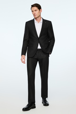 Morven Erkek Siyah Poliviskon Slim Fit Mono Yaka Takım Elbise 26mc001072001 Siyah