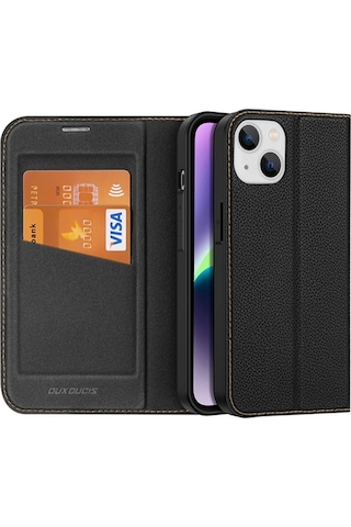 Dux Ducis Apple iPhone Uyumlu 14 Plus 6.7 Kılıf Skin X Pu Deri Manyetik Kapaklı Kılıf Magnetic Folio Case- 5775 Siyah