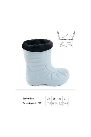 Gezer Erkek Çocuk Kışlık Eva İçi Sıcak Astarlı Rahat Taban Yağmur Bot Çizme Gri