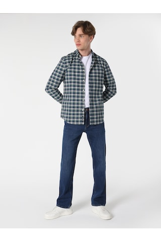 Colin's Slim Fit Kareli Lacivert Erkek Uzun Kol Gömlek CL1061792_Q1.V1_NAV