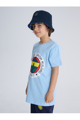 Fenerium Fb Tsrt 118 Fenerbahçe Lisanslı Renkli Logo Sıfır Yaka Çocuk T-shirt Mavi