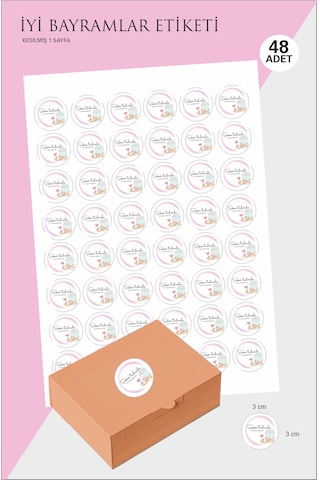 İyi Bayramlar Sticker 48 Adet 3 Cm