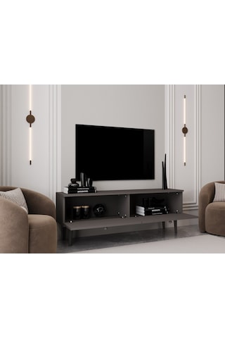 Melura Tv Ünitesi - Tv Sehpası 140 Cm %100 Mdf Lake Ahşap Ayaklı Gri