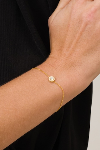 Zirkon Taşlı Gold Tektaş Anturaj Minimal Gümüş Bileklik Sa00032