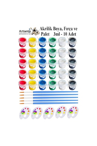 Akrilik Boya 3 Ml 6 Renk Resim Fırçası Ve Paleti 5 Paket Mini Küçük Akrilik Boya Taş Ahşap Seramik Tuval Alçı Tuval Çok Renkli