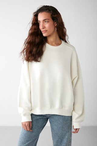 Grımelange Vaneltına Kadın Içi Polarlı 3 Iplik Organik Pamuk Oversize Basic Bisiklet Yaka Vanilya Sweatshirt