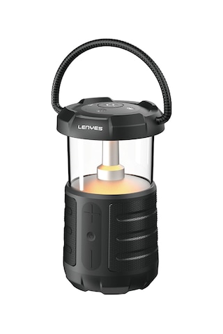 Lenyes S230 Kamp Gece Lambalı Bluetooth Speaker Hoparlör V5.3 Siyah Siyah