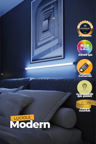 Çok Renkli Led Abajur Yapışkanlı 1 Metre Her Alana Uygun Uzaktan