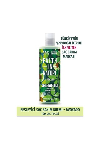 Faith in Nature %99 Doğal Besleyici Saç Bakım Kremi Avokado Tüm Saç Tipleri İçin 400 ML