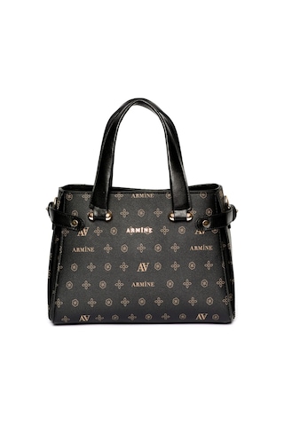 Armine 172 - Lazer Baskılı Omuz Çantası - 03148 - 27 X 20 X 13 / Siyah Baskılı Çok Renkli