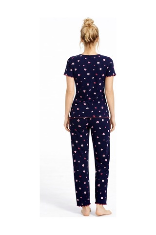 Kadın 01605 Kısa Kol Kaşkorse Pijama Takımı Lacivert